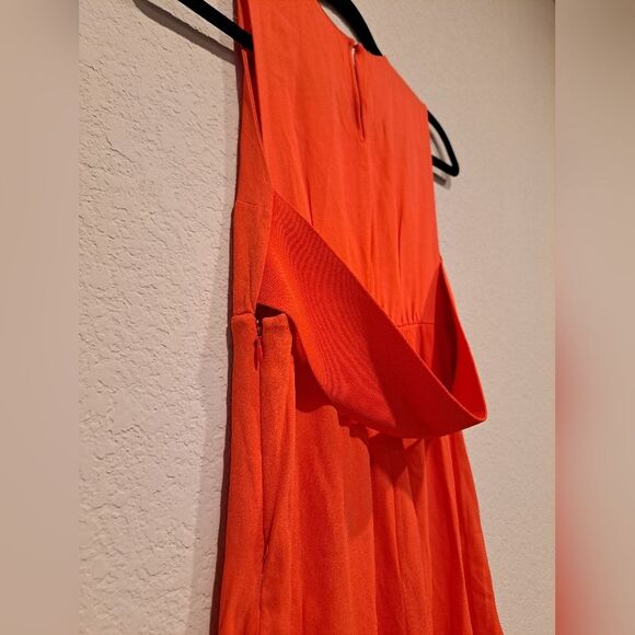 A.L.C. Coral Orange Sleeveless Dress Waist Bandeau Side Slits Side Zip sz 0 New! - Picture 8 of 8